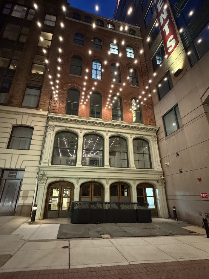 Pretty lights leading to our Baltimore, Maryland building.